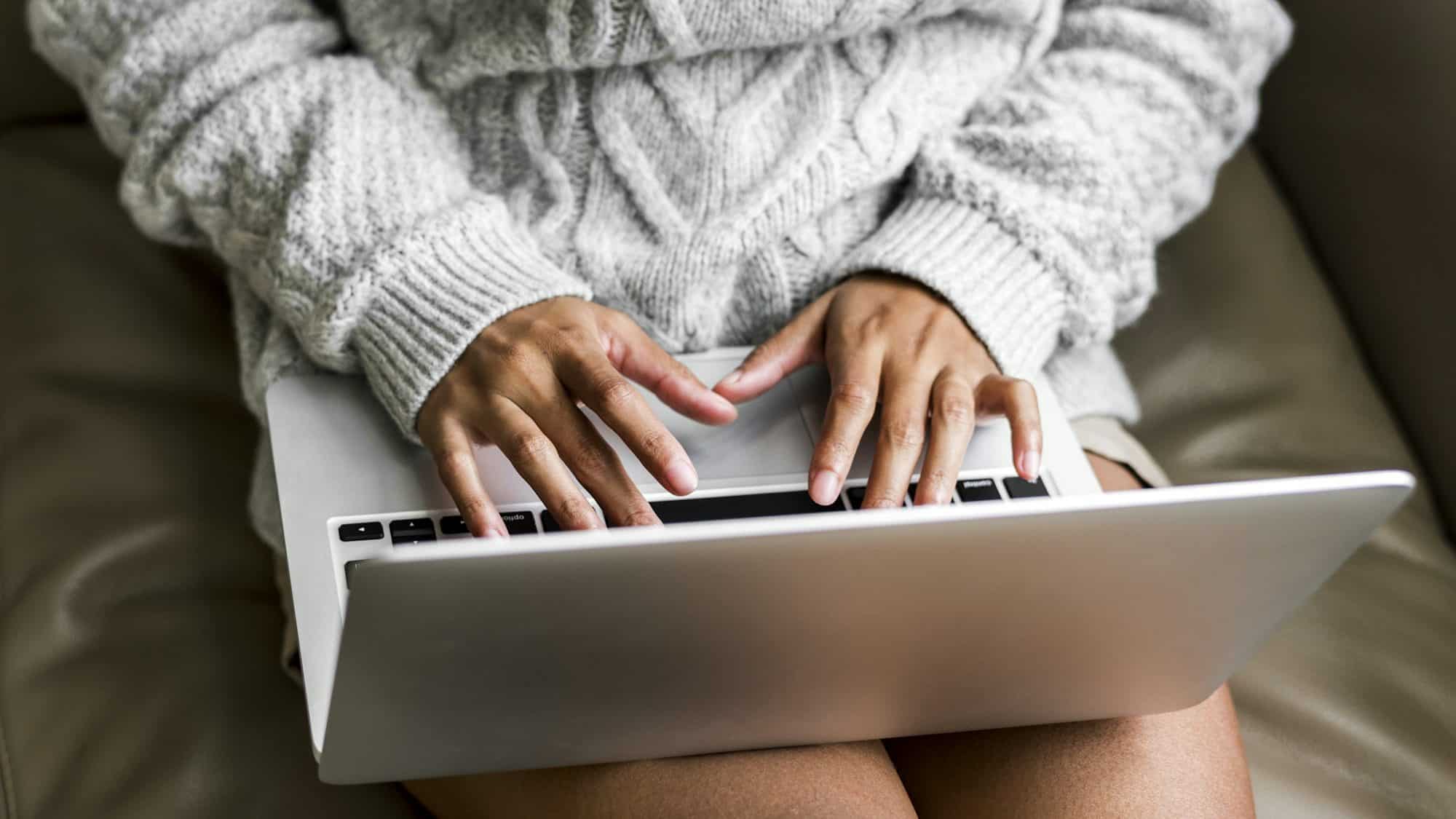 Woman working on a laptop